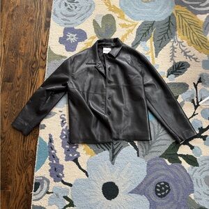 Sunday Best (Aritzia) Black Faux Leather Button-Up Jacket